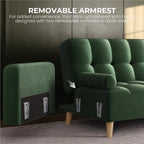 Velvet Convertible 3-Seater Sofa Bed – Futon with 2 Bolster Pillows & Adjustable Back, Grey/Blue/Green