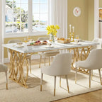 63-Inch Modern Faux Marble Dining Table