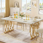 63-Inch Modern Faux Marble Dining Table