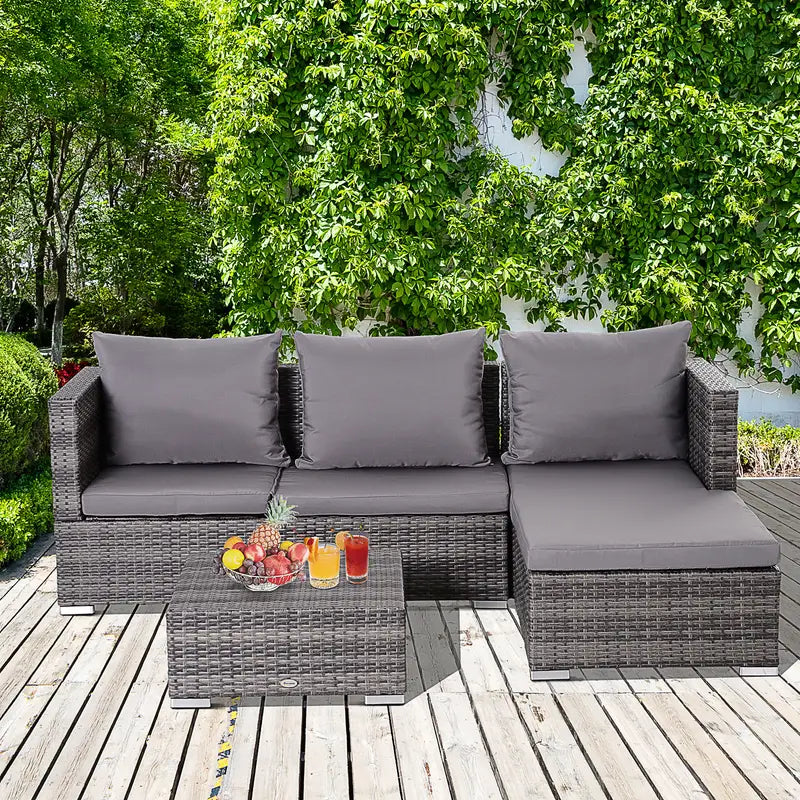 Outsunny 3PC Garden Furniture Storage Sofa Set