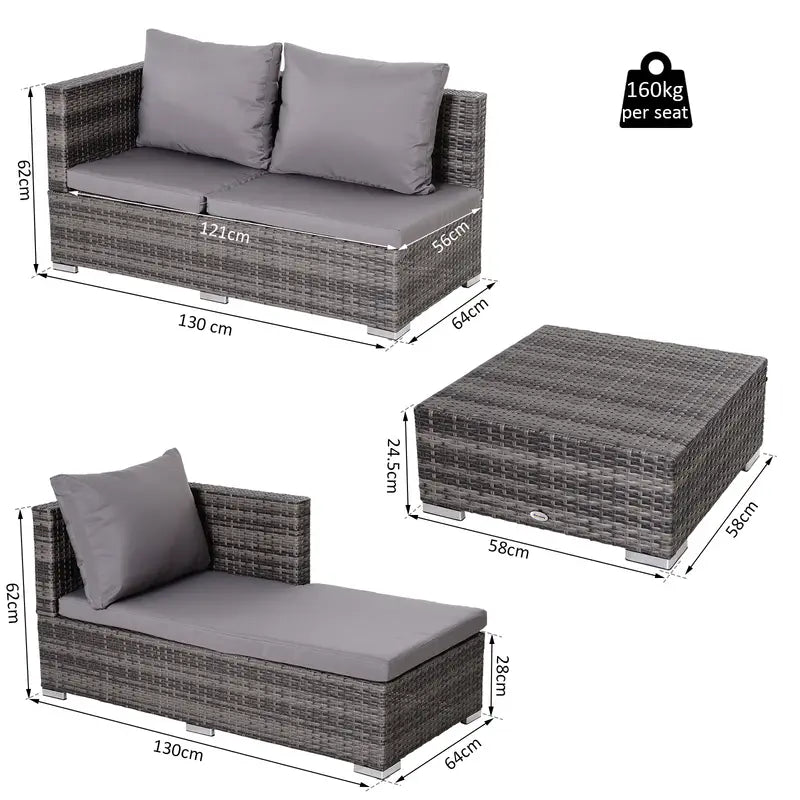 Outsunny 3PC Garden Furniture Storage Sofa Set