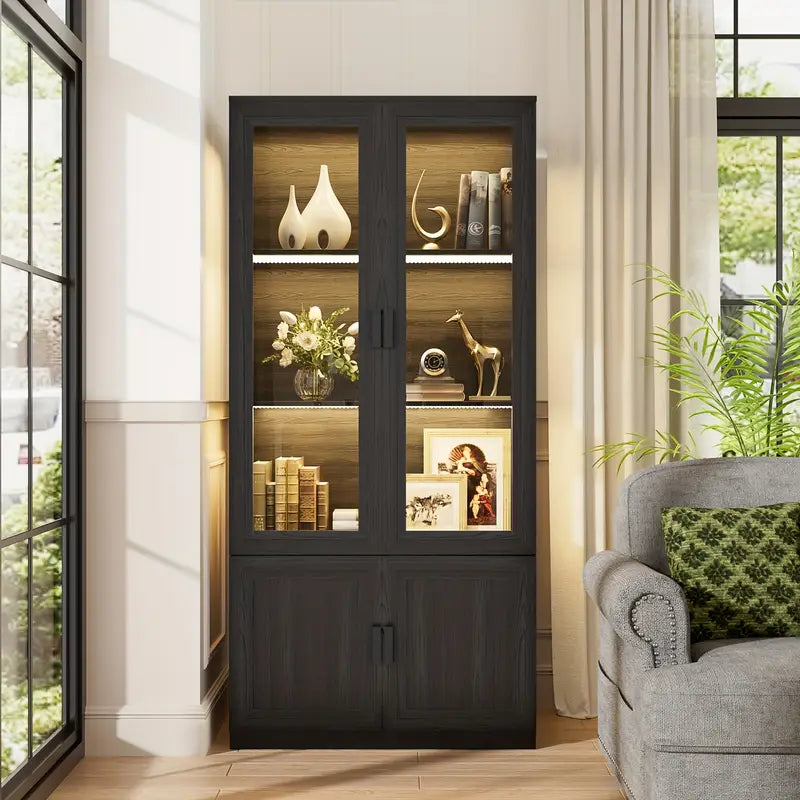 Display Cabinet with Acrylic Glass Doors, Curio Cabinet with 3 Shelves