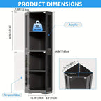 Corner Glass Display Cabinet with LED Light