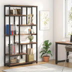 Extra Tall 7-Tier Industrial Bookshelf – 200cm Vintage Bookcase with 10 Open Shelves, Storage Display Unit