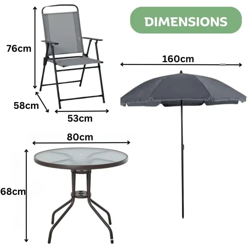 6 Piece Garden Furniture Set Parasol Chair Table