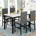 Grey Velvet Dining Chairs And Artificial Faux Marble Dining Table