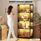 Corner Glass Display Cabinet with LED Light