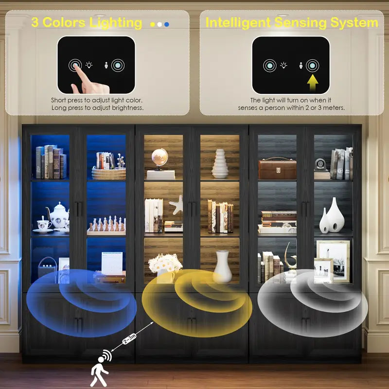 Display Cabinet with Acrylic Glass Doors, Curio Cabinet with 3 Shelves