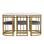 Six-Chair Dining Table Set with Gold Iron Frames