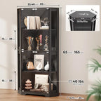 Corner Glass Display Cabinet with LED Light