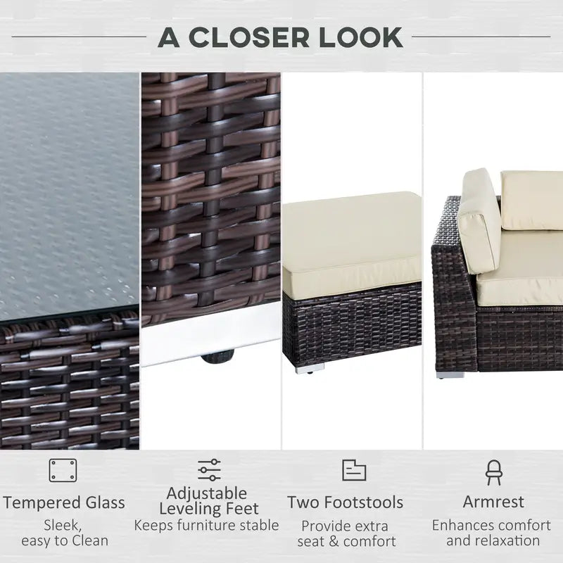 Outsunny 6 PC Sofa Coffee Table Set