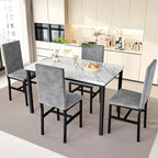 Grey Velvet Dining Chairs And Artificial Faux Marble Dining Table