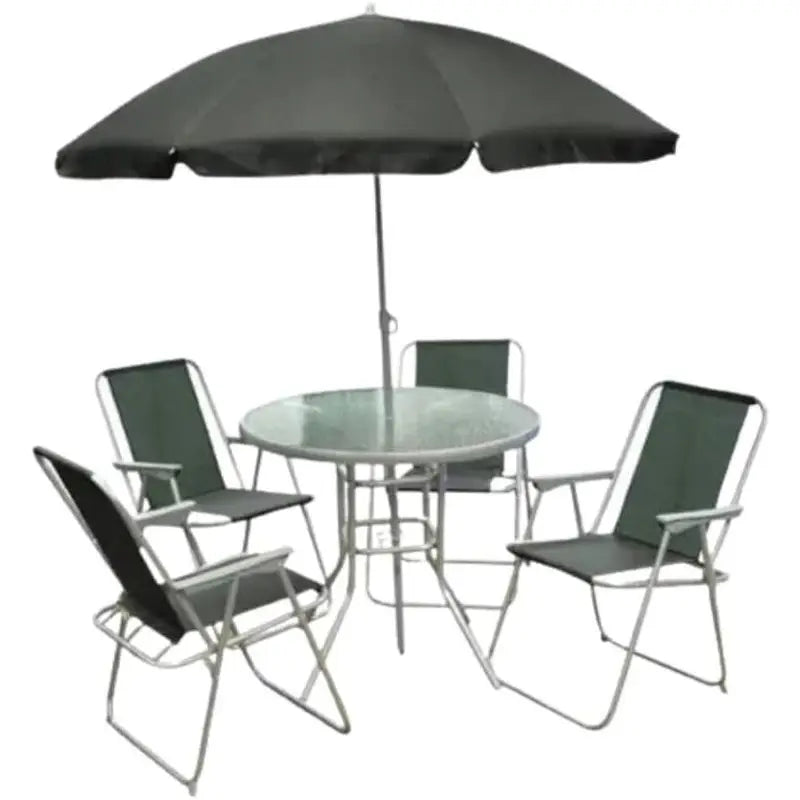6 Piece Garden Furniture Set Parasol Chair Table
