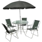 6 Piece Garden Furniture Set Parasol Chair Table