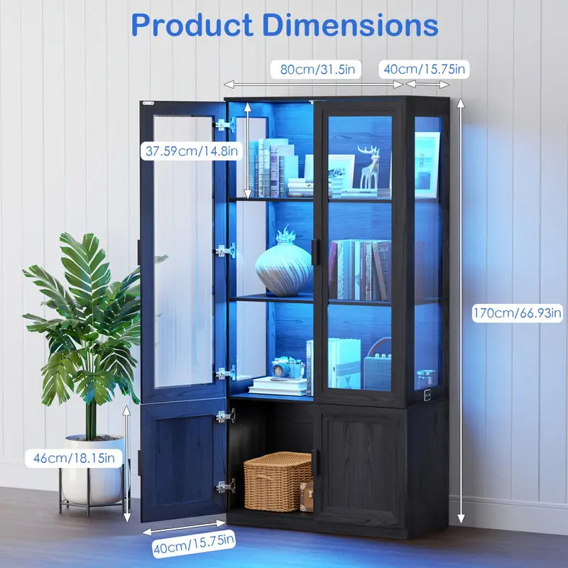 Display Cabinet with Acrylic Glass Doors, Curio Cabinet with 3 Shelves