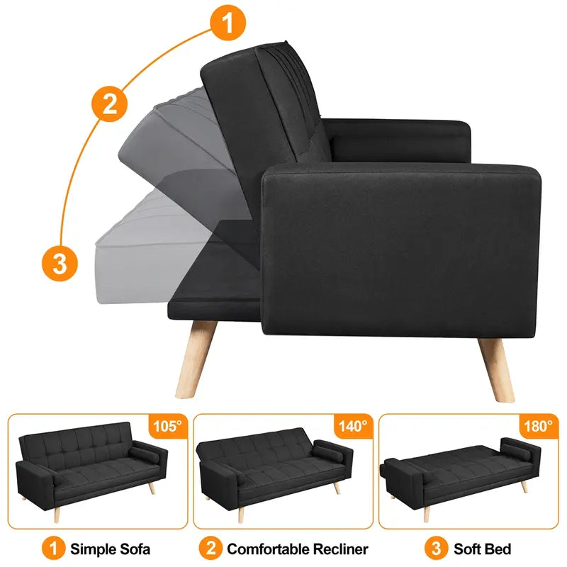 3-Seater Fabric Upholstered Sofa Bed