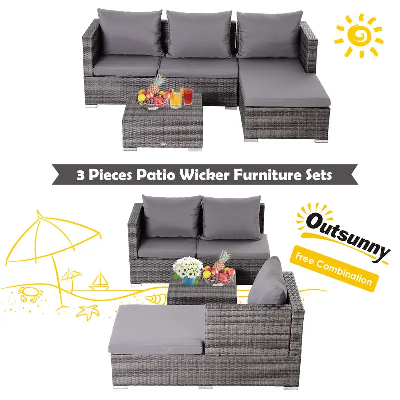 Outsunny 3PC Garden Furniture Storage Sofa Set