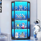 Corner Glass Display Cabinet with LED Light