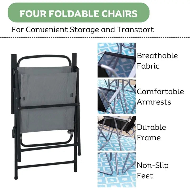 6 Piece Garden Furniture Set Parasol Chair Table